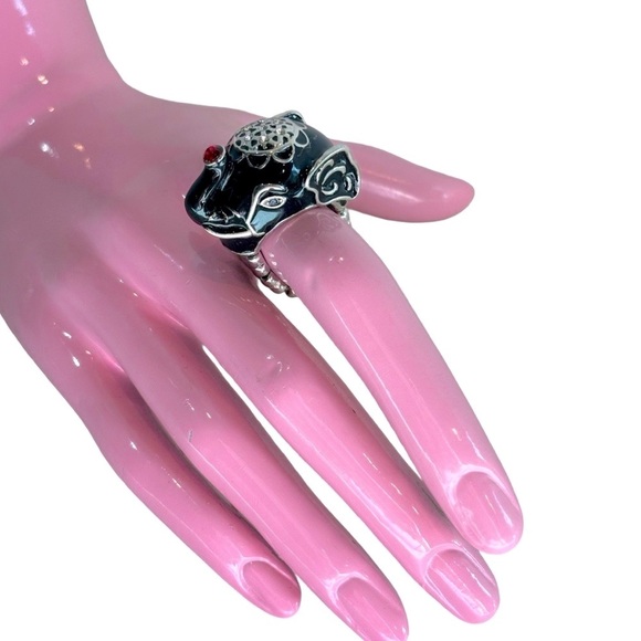 Black Elephant Ring with Stretch‎ Comfort Band - Picture 1 of 9